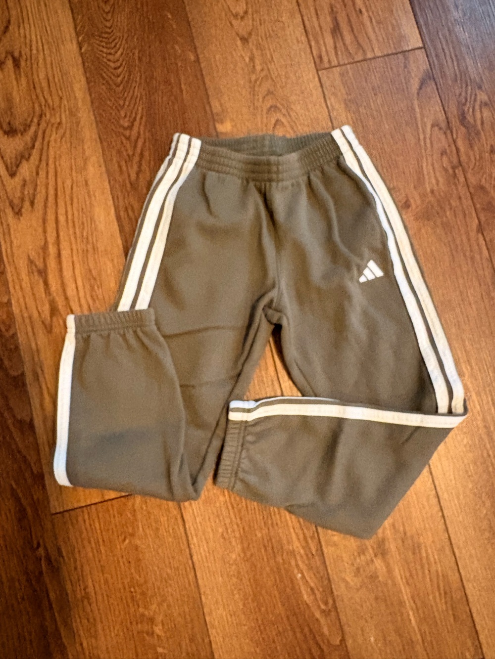 adidas Kids Olive Green Joggers with White Stripes